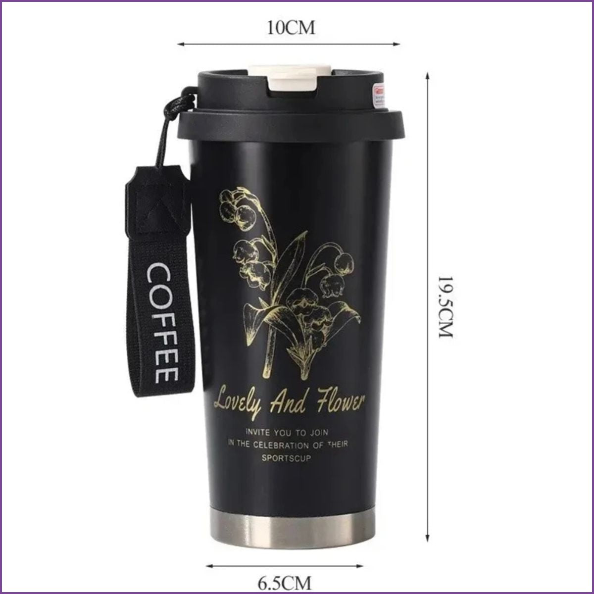 كوب معزول مزدوج الجدران مزين بالزهور