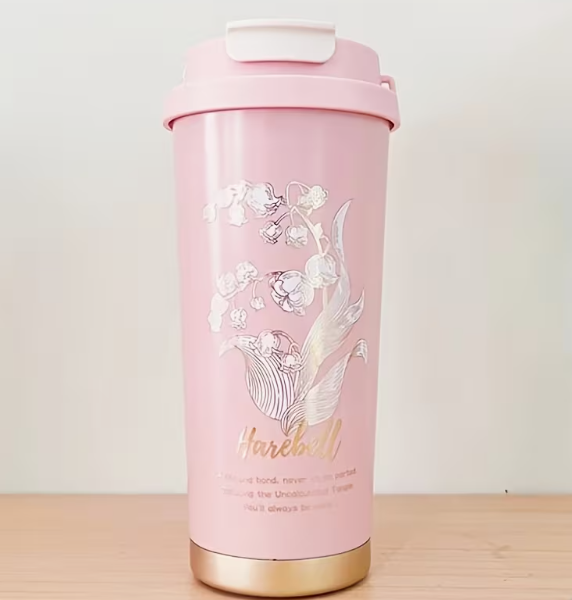 كوب معزول مزدوج الجدران مزين بالزهور